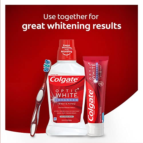 Colgate Optic White Advanced Teeth Whitening Toothpaste, 2% Hydrogen Peroxide Toothpaste, Sparkling White, 3.2 Oz, 3 Pack