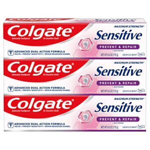 colgate sensitive toothpaste with whitening, prevent and repair, 6 ounce, 3 pack