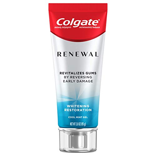 Colgate Renewal Gum Protection Whitening Toothpaste Gel, Mint Gel Toothpaste for Gingivitis and Teeth Whitening Restoration, Sugar Free, Enamel Safe, Gluten Free, Vegan, 2 Pack, 3 OZ Tubes