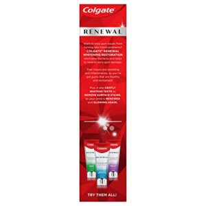 Colgate Renewal Gum Protection Whitening Toothpaste Gel, Mint Gel Toothpaste for Gingivitis and Teeth Whitening Restoration, Sugar Free, Enamel Safe, Gluten Free, Vegan, 2 Pack, 3 OZ Tubes