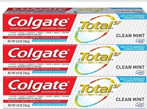 colgate total toothpaste, clean mint, paste formula, 4.8 oz (pack of 3)