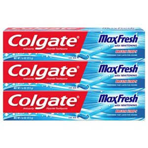 colgate max fresh toothpaste with mini breath strips, cool mint – 7.6 ounce (3 pack)