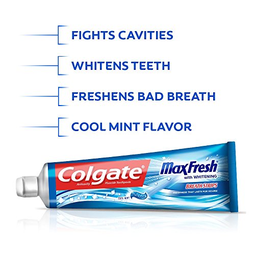 Colgate Max Fresh Toothpaste with Mini Breath Strips, Cool Mint - 7.6 Ounce (3 Pack)