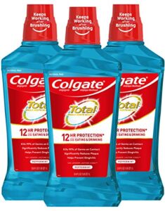 colgate total mouthwash, alcohol free mouthwash, peppermint, 33.8 ounce, 3 pack