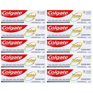 colgate total toothpaste, clean mint, travel size 0.88 oz (24.9g) – pack of 10