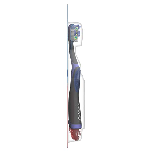 Colgate 360 Floss Tip Battery Powered Toothbrush, Sonic Toothbrush With Soft Bristles, Tongue Cleaner Helps Remove Bacteria, Great for Travel, Includes 1 AAA Battery Total, 2 Pack