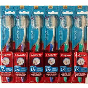 colgate slim soft gliding tips toothbrush, extra soft, compact head – pack of 6