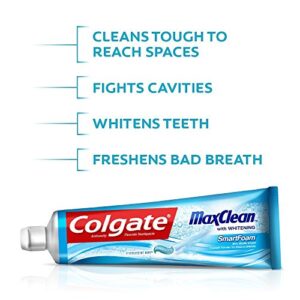 Colgate Max Clean Whitening Foaming Toothpaste with Fluoride, Effervescent Mint, 6 Ounce, 4 Pack