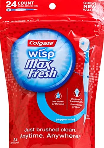 Colgate Max Fresh Wisp Disposable Mini Toothbrush, Peppermint - 24 Count