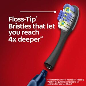 Colgate Keep Soft Manual Toothbrush for Adults with 2 Deep Clean Floss-Tip Brush Heads, Navy