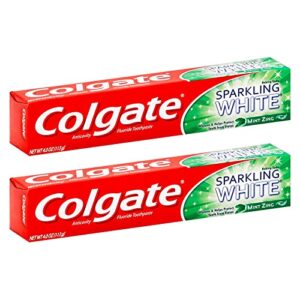 colgate sparkling white mint zing toothpaste with baking soda ~ 4oz tubes (2 pack)