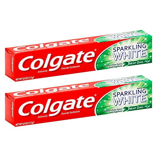 Colgate Sparkling White Mint Zing Toothpaste with Baking Soda ~ 4oz Tubes (2 Pack)