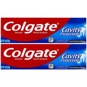 colgate cavity protection toothpaste, creat regular flavor, travel size 1 oz (28g) – pack of 2