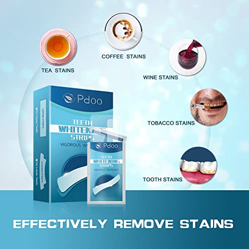 PdooClub Teeth Whitening Strip - Whitening Strips for Teeth Sensitive, Professional Teeth Whitening Strips, Fast Remove Smoking, Blue 28 Strips