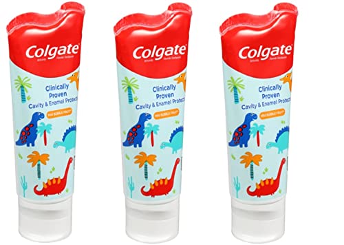 Colgate Kids 3.5 oz 3-Pack Dinosaurs Mild Bubble Fruit Flavor Toothpaste Fluoride Cavity & Enamel Protection