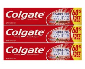 (pack of 3) colgate sparkling white cinnamint gel toothpaste 4 oz