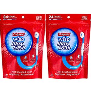 colgate max fresh wisp disposable mini toothbrush, peppermint – 24 count, 2-pack