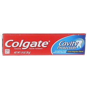 Colgate Cavity Protection Fluoride Toothpaste, Great Regular Flavor, Travel Size TSA Aproved, 1 Ounce (Pack of 8)