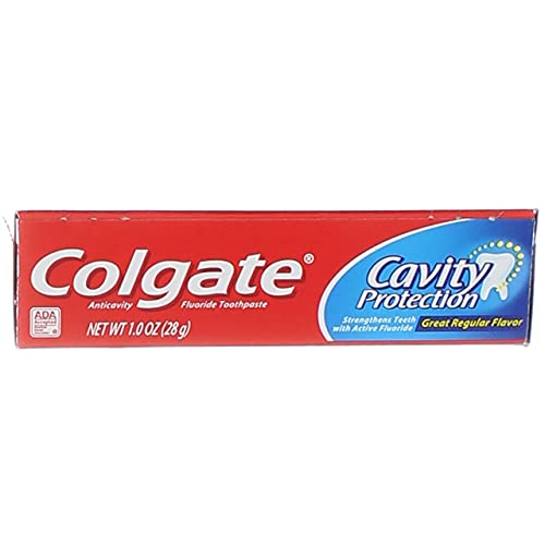 Colgate Cavity Protection Fluoride Toothpaste, Great Regular Flavor, Travel Size TSA Aproved, 1 Ounce (Pack of 8)