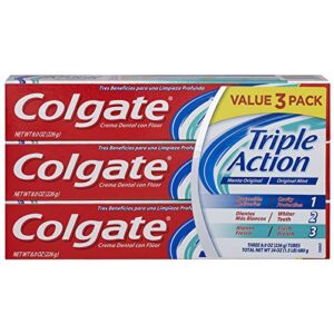 colgate triple action toothpaste, mint – 8.0 ounce (3 pack)