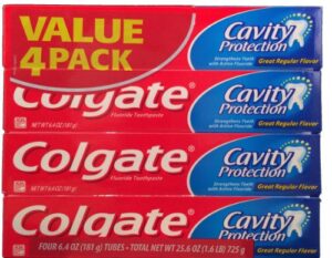 colgate cavity protection fluoride toothpaste, regular flavor, 6 oz (4 pack)