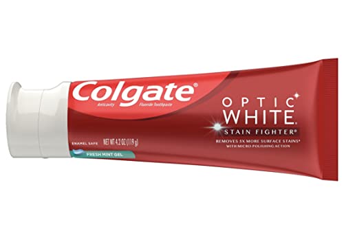 Colgate Optic White Stain Fighter Fresh Mint Gel, 4.2 oz (Pack of 2)