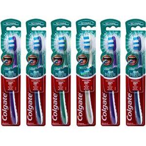 colgate 360 whole mouth clean toothbrush, ultra compact head, soft (colors vary) – pack of 6