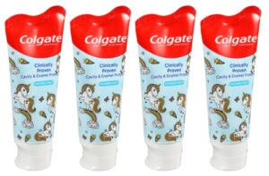 colgate unicorn anticavity kids toothpaste with fluoride for ages 2+, ada-accepted, mild bubble fruit flavor – 3.5 ounces (4 pack)