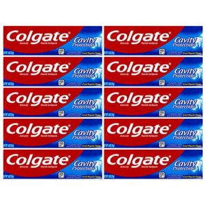 colgate cavity protection toothpaste, creat regular flavor, travel size 1 oz (28g) – pack of 10