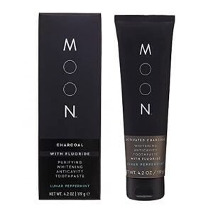 MOON Charcoal Whitening Toothpaste with Fluoride, Lunar Peppermint - 4.2oz