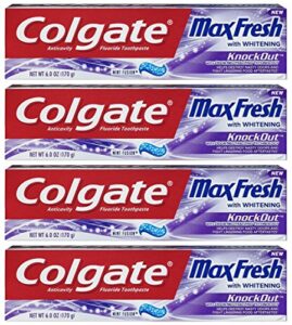 colgate max fresh toothpaste – knockout – with odor neutralizing technology – net wt. 6 oz (170 g) per tube – pack of 4 tubes