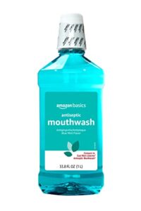 amazon basics antiseptic mouthwash, blue mint, 1 liter, 33.8 fluid ounces, 1-pack (previously solimo)