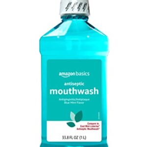 Amazon Basics Antiseptic Mouthwash, Blue Mint, 1 Liter, 33.8 Fluid Ounces, 1-Pack (Previously Solimo)