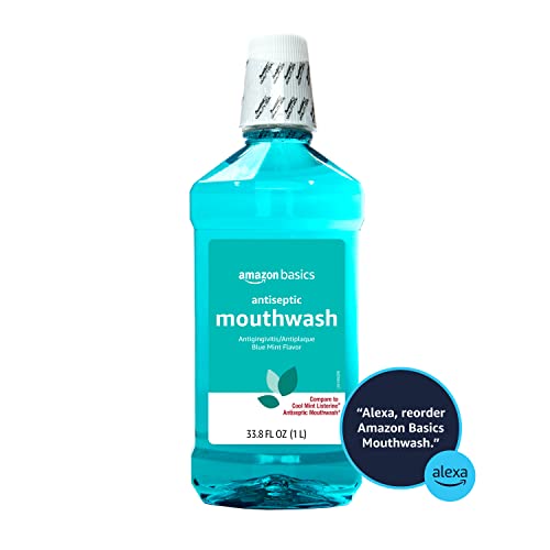 Amazon Basics Antiseptic Mouthwash, Blue Mint, 1 Liter, 33.8 Fluid Ounces, 1-Pack (Previously Solimo)