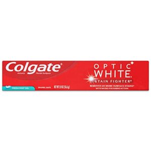 Colgate Optic White Toothpaste, Stain Fighter, Fresh Mint Gel, Travel Size 2.0 oz (56.6g) - Pack of 12