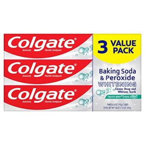 colgate baking soda and peroxide whitening toothpaste, frosty mint stripe – 6.0 ounce (pack of 3)
