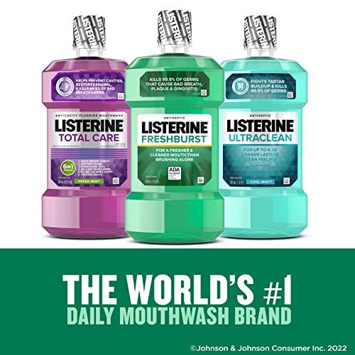 Listerine Freshburst Antiseptic Mouthwash with Germ-Killing Oral Care Formula to Fight Bad Breath, Plaque and Gingivitis, 500 mL, Pack of 2