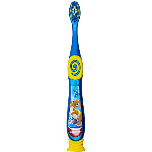 Colgate Dinosaur Toothbrush for Children with Suction Cup, Kids 2-5 Years Old, Extra Soft - Pack of 6