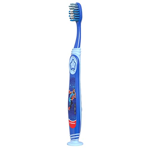 Colgate Space Jam Kids Toothbrush, with Suction Cup, 5+ Years, Extra Soft (Colors Vary) - Pack of 3