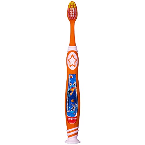 Colgate Space Jam Kids Toothbrush, with Suction Cup, 5+ Years, Extra Soft (Colors Vary) - Pack of 3