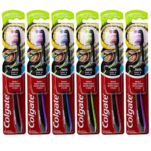 Colgate 360 Fresh N' Protect Toothbrush, Ultra Compact, Soft (Colors May Vary) - Pack of 6