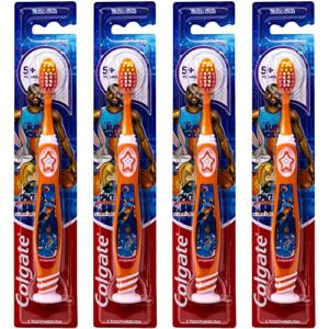 colgate space jam kids toothbrush with suction cup, 5+ years, extra soft (colors vary) – pack of 4