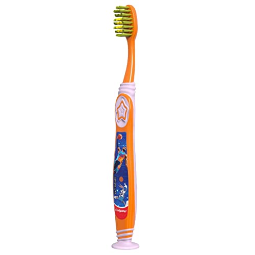 Colgate Space Jam Kids Toothbrush with Suction Cup, 5+ Years, Extra Soft (Colors Vary) - Pack of 4