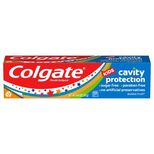 Colgate Kids Toothpaste with Fluoride, Anticavity & Cavity Protection Toothpaste, For Ages 2+, Mild Bubble Fruit Flavor, 4.6 Ounce