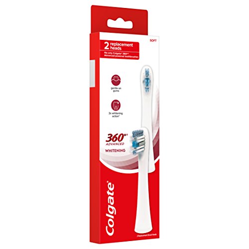 Colgate 360 Advanced Whitening Electric Toothbrush Replacement Head, 2 Count