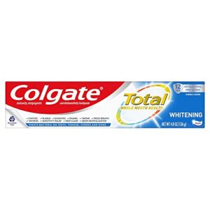 colgate total teeth whitening toothpaste, 10 benefits, no trade-offs, sensitivity and whitening, 4.8 oz tube