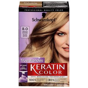 schwarzkopf keratin color permanent hair color cream, 8.0 medium blonde