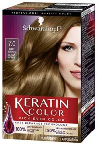 schwarzkopf keratin color permanent hair color cream, 7.0 dark blonde