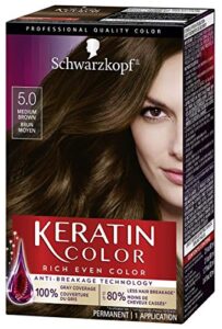 schwarzkopf keratin color permanent hair color cream, 5.0 medium brown