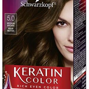 Schwarzkopf Keratin color permanent hair color cream, 5.0 medium brown